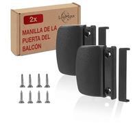 LouMaxx Tirador exterior para puerta de balcón para ahorrar espacio entre puerta y persiana enrollable, juego de 2 tiradores para puerta de terraza, incluye tornillos (ocultos), tirador con cubierta