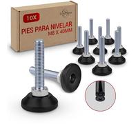 LouMaxx Tornillos y patas ajustables M8 x 45 mm, juego de 10 patas