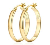 LOUMILEO Pendientes de aro grandes de oro de 4 mm de ancho para mujer, ligeros, chapados en oro de 14 quilates, hipoalergénicos, grandes y finos 30/40/50/60/70 mm