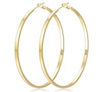 LOUMILEO Pendientes de aro grandes de oro para mujer Hipoalergénico Pendientes Aro Oro Grande Ligero Aros finos dorados para mujer 40mm
