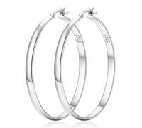 LOUMILEO Pendientes de aro grandes de plata de ley 925 de 4 mm de ancho y ligeros de para mujer, hipoalergénicos, grandes y finos, de 30/40/50/60/70 mm