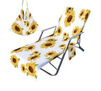 Lounge Chair Cover | Quick Dry Absorbent Non-slip 83x29 Inch - Pool Lounge Towel with Side Pockets - for Outdoor Patio Garden Lawn Backyard Hotel Beach Sunbathing