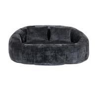 Lounge Sofá sin montaje, sillón relax sin marco, con relleno de espuma viscoelástica, chenilla, asiento de suelo, para salón, dormitorio, estudio, apartamento, adulto, negro y chenilla