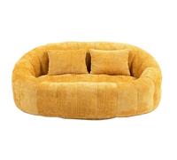 Lounge Sofá sin montaje, sillón relax sin marco, con relleno de espuma viscoelástica, chenilla, asiento de suelo, para salón, dormitorio, estudio, apartamento, adulto, amarillo y chenilla