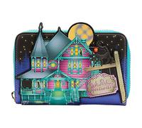 Loungefly Cartera Coraline que brilla en la oscuridad con cremallera alrededor de la casa, Multicolor, Cartera con cremallera alrededor