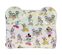 Loungefly Disney 100 Mickey and Friends Classic - Cartera con cremallera iridiscente, Multi, Cartera plegable