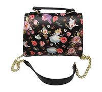 Loungefly Disney Alicia en el pa s de las maravillas con estampado floral, Negro -, Large