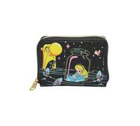 Loungefly Disney Alicia en el País de las Maravillas que brillan en la oscuridad, mini cartera con cremallera, color negro, Negro -, Talla única