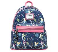 Loungefly Disney Pink Tinkerbell Glow in the Dark Allover Print - Bolso de hombro con doble correa para mujer