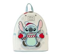 Loungefly Disney Stitch Holiday Snow Angel - Mini mochila con purpurina, Blanco, Talla única, Mini mochila