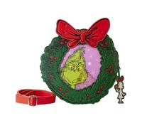 Loungefly Dr. Seuss How the Grinch Stole Christmas Wreath Lenticular Crossbody Bag, Verde, Talla única