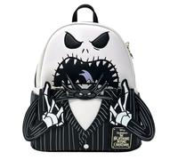 Loungefly Exclusiva mochila pequeña de Nightmare Before Christmas Angry Jack Skellington, un artículo imprescindible de coleccionista de Disney para los fans de NBC, Negro -, Moderno, minimalista