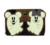 Loungefly Cartera con cremallera Disney Mickey y Minnie Floral Ghost Glow Multicolor Talla única