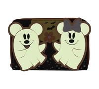 Loungefly Disney Mickey y Minnie Floral Ghost Glow - Cartera con Cremallera Alrededor, Multicolor
