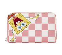 Loungefly Nickelodeon Spongebob Squarepants - Cartera con cremallera de cuadros de piel sintética, 4 compartimentos para tarjetas de crédito, ideal para niños y adultos