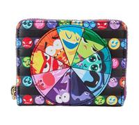 Loungefly Cartera con cremallera alrededor Pixar Inside Out 2 Core Memories, dibujos animados, negro