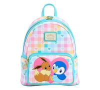Loungefly Pokémon - Mini mochila, Piplup y Eevee, colección limitada, 26 x 22 x 16 cm, diseño de cuadros pastel