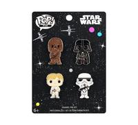 Loungefly Pop! 4 Pack PIN SET: STAR WARS - Assortment - LUKE CHEWY DARTH STORM TRPR - Star Wars Pins de Esmalte- Broche Coleccionable - para Mochilas Y Bolsos - Idea de Regalo- Mercancia Oficial