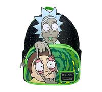 Loungefly Rick and Morty - Bolso de hombro con doble correa que brilla en la oscuridad para mujer, Negro -, Medium