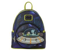 Loungefly Rick And Morty Space Cruiser - Mini mochila | Mini mochila que brilla en la oscuridad con diseño de Space Cruiser, dije de cremallera, herrajes de metal resistentes y