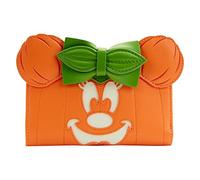 Loungefly Cartera con Solapa de Calabaza Que Brilla en la Oscuridad de Minnie Mouse, Naranja, Talla única, Cartera a presión