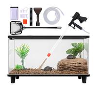 lounginglife Kit de limpieza de peceras, aspiradora de grava para acuario, limpiador de grava para acuario, sifón de acuario con limpiador magnético de vidrio, herramientas de limpieza de acuarios
