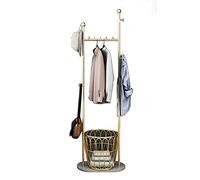 Lounka Perchero,Tendedero para Trabajo Pesado con 4 Ganchos y 1 Cesta de Metal,Perchero de un Riel con Base de Mármol para Sala de Estar,Dormitorio,Baño,170 cm (Tamaño: 170 * 50 * 30 CM,Color: Dora
