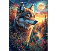 Loup à la Cascade au Clair de Lune Rompecabezas 500 Piezas Cartón para Niños Mayores 14 Años Animal Planta Tiempo Libre Actividad Antiestrés Más Vendido Detalle Único Original 500 PCS