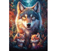 Loup Avec SES Petits Dans le Jardin Fleuri Rompecabezas 1000 Piezas Cartón para Expertos Mitos fantásticos Mejora Memoria Actividad Tiempo Libre Pack Completo Original 1000 PCS
