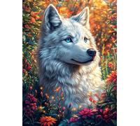 Loup Blanc Dans le Jardin Fleuri Puzzle 1000 Piezas Cartón Blanco Premium para Expertos Mitos Cuento de Hadas Vacaciones Fines Semana Hobby Y Ocio Regalo Navideño 1000 PCS