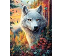 Loup Blanc Dans le Jardin Fleuri Puzzle 300 Piezas Cartón Grueso para Adultos Mitos fantásticos Entretenimiento Casero Alivio Estrés Compatible Marco Estándar Regalo Original 300 PCS