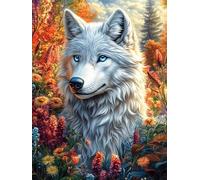 Loup Blanc Dans le Jardin Fleuri Puzzle 300 Piezas Papel Principiantes Mitos fantásticos Agilidad Mental Actividad Hacer En Grupo Colgar Pared Detalle Cumpleaños 300 PCS