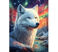 Loup Blanc Dans le Jardin Fleuri Rompecabezas 300 Piezas Cartón para Principiantes Mitos fantásticos Cuento De Hadas Juego Familiar Ejercita La Mente Garantía Reposición Piezas 300 PC