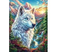 Loup blanc dans le jardin fleuri Rompecabezas 500 Piezas Cartón Grueso Para Coleccionistas Mitos fantásticos Cuento De Hadas Noches De Cita Mejora Concentración Ocio En Casa Regalo Reyes Magos 500 PCS