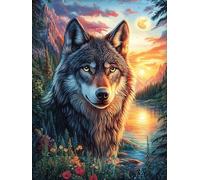 Loup Dans la forêt au Coucher de Soleil Puzzle 300 Piezas Cartón Blanco Premium para Expertos Mitos fantásticos Actividad Compartir Familia Desarrollo Cognitivo Garantía Satisfacción 300 PCS