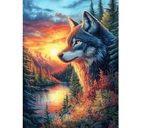 Loup dans la forêt au coucher de soleil Rompecabezas 1000 Piezas Cartón Para Expertos Mitos fantásticos Cuento De Hadas Mejora Atención Para Semana Santa Garantía Satisfacción Más Vendido Regalo Perfe