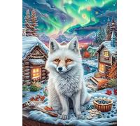 Loup Dans la forêt enneigée aux aurores boréales Rompecabezas 500 Piezas Cartón para Niños Mayores 14 Años Mitos Animal Planta Noches De Cita Antiestrés Pack Completo Detalle Único Original 500 PCS