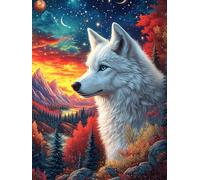 Loup Dans la forêt montagneuse enneigée Puzzle 1000 Piezas Cartón Resistente para Coleccionistas Mitos Animal Planta Entretenimiento Toda La Familia Mejora Memoria Pack Completo para Navidad 1000 PCS