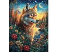Loup Dans le Jardin Fleuri au Clair de Lune Puzzle 1000 Piezas Cartón Resistente para Niños Mayores 14 Años Mitos fantásticos Estimulación Cerebral Entretenimiento Sin Pantalla 1000 PC