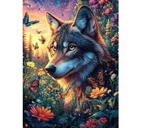 Loup Dans le Jardin Fleuri Rompecabezas 300 Piezas Cartón Resistente para Adultos Mitos Cuento de Hadas Actividades Grupales para Relajarse Decoración Pared Regalo Aniversario 300 PCS