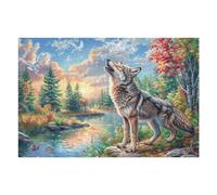 Loup hurlant Forêt Faune Sauvage Nature Sauvage Puzzle 1000 Piezas para Adultos Divertido Estimulante Y Entretenido Ideal para Pasatiempos En Casa 1000 PCS（75x50cm）
