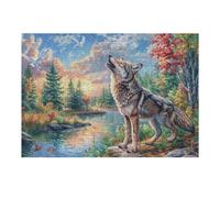 Loup hurlant Forêt Faune Sauvage Nature Sauvage Puzzle 300 Piezas para Adultos Divertido Cautivador Y Relajante Actividades Familiares 300 PCS（40x28cm）