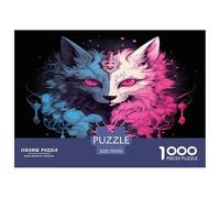 Loup Noir et Blanc Puzzle Regalo Creativo Decoración del Hogar 1000 Piezas Vida Silvestre Rompecabezas Imposible Juguetes Desafiantes para Adultos 70x50cm/1000pcs