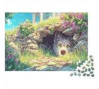 Loup Peeking de Den Picture Puzzle 1000pcs Puzzles Faune Sauvage for Teenagers Jeu Éducatif Défi Pour Adulte 38x26cm/1000pcs