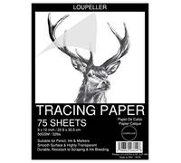 LOUPELLER 9” x 12” Tracing Paper Pad - 75 Sheets of 32lb / 50g - Wrinkle Free Highly Transparent Tracing Paper for Drawing - Works with Pen, Pencil & Marker - for Artists, Architects & Kids
