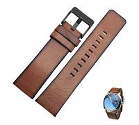 LOUPKC MINGSHAN Genuine Retro Genuine Leather Watchband Compatible With Diesel DZ4343 DZ4323 DZ7406 Watch Strap Vintage Leather 22mm 24mm 26mm(Color:Brown black,Size:24mm)