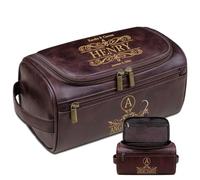 Lousrion Bolsa de viaje de cuero personalizada para hombre, iniciales de nombre personalizadas, kit Dopp grabado, perfecto para padrinos de boda, regalo personalizado de Navidad, Café oscuro, Talla