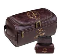 Lousrion Kit de afeitado personalizado, bolsa de aseo personalizada de piel sintética para hombres, bolsa de viaje con monograma grabado para padrinos de boda, novio, papá, perfecto para el día del