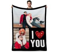 Lousrion Manta de fotos personalizada con texto personalizado, regalo perfecto de aniversario y cumpleaños para parejas, novio, novia, él y ella, manta personalizada
