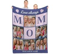 Lousrion Manta personalizada para mamá, 6 fotos y texto, crea un regalo memorable con una manta de fotos personalizada, manta de recuerdo para el día de la madre, Navidad, cumpleaños